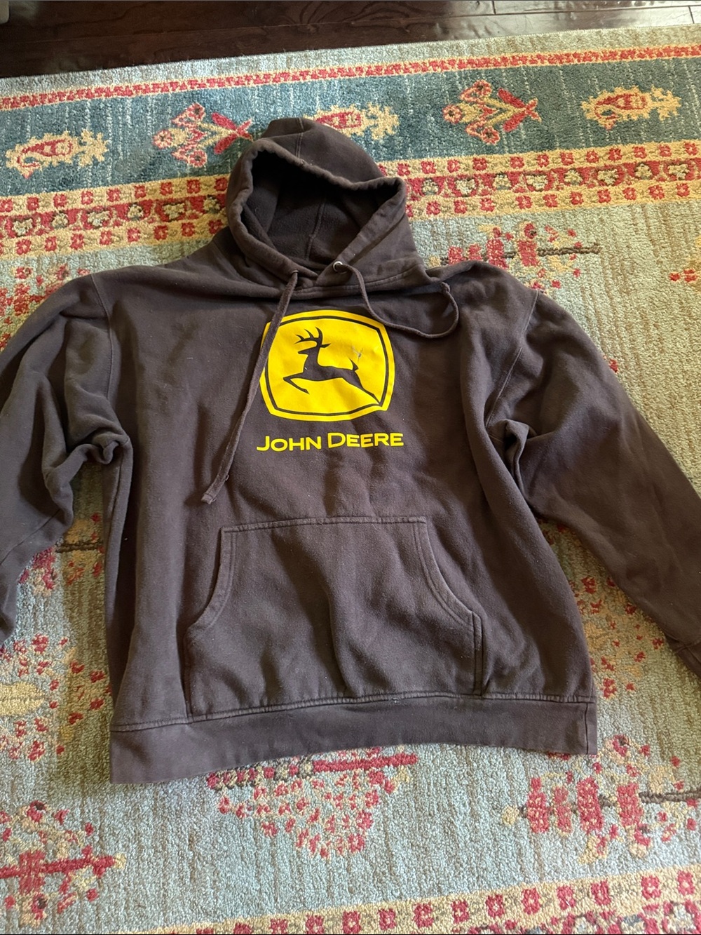 John Deere Brown Hoodie with Yellow Logo Pullover